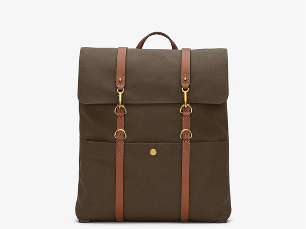 M/S Backpack in khaki canvas for men I Army/Cuoio I MISMO 