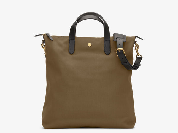 Khaki shopping tote in cotton and leather for men Mismo Copenhagen